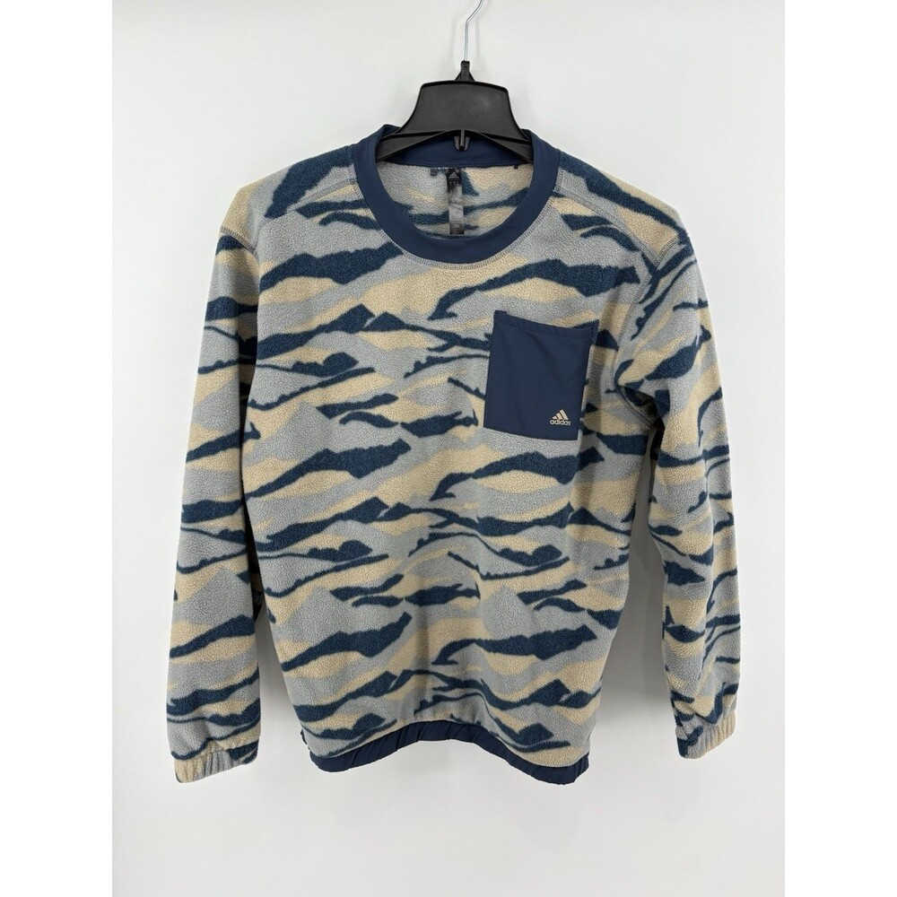 adidas Fleece Golf Sweatshirt Abstract Camo Polar Fleece Pullover Crewneck Small